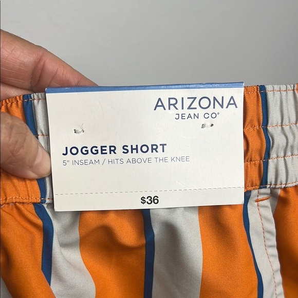 NWT SHORTS Arizona Jean Company Orange and Gray Athletic Striped Shorts - Picture 4 of 7